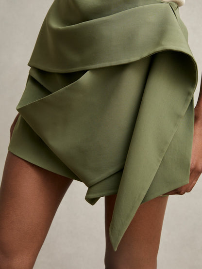 Sculptural Mini Skirt in Green Women | Reiss