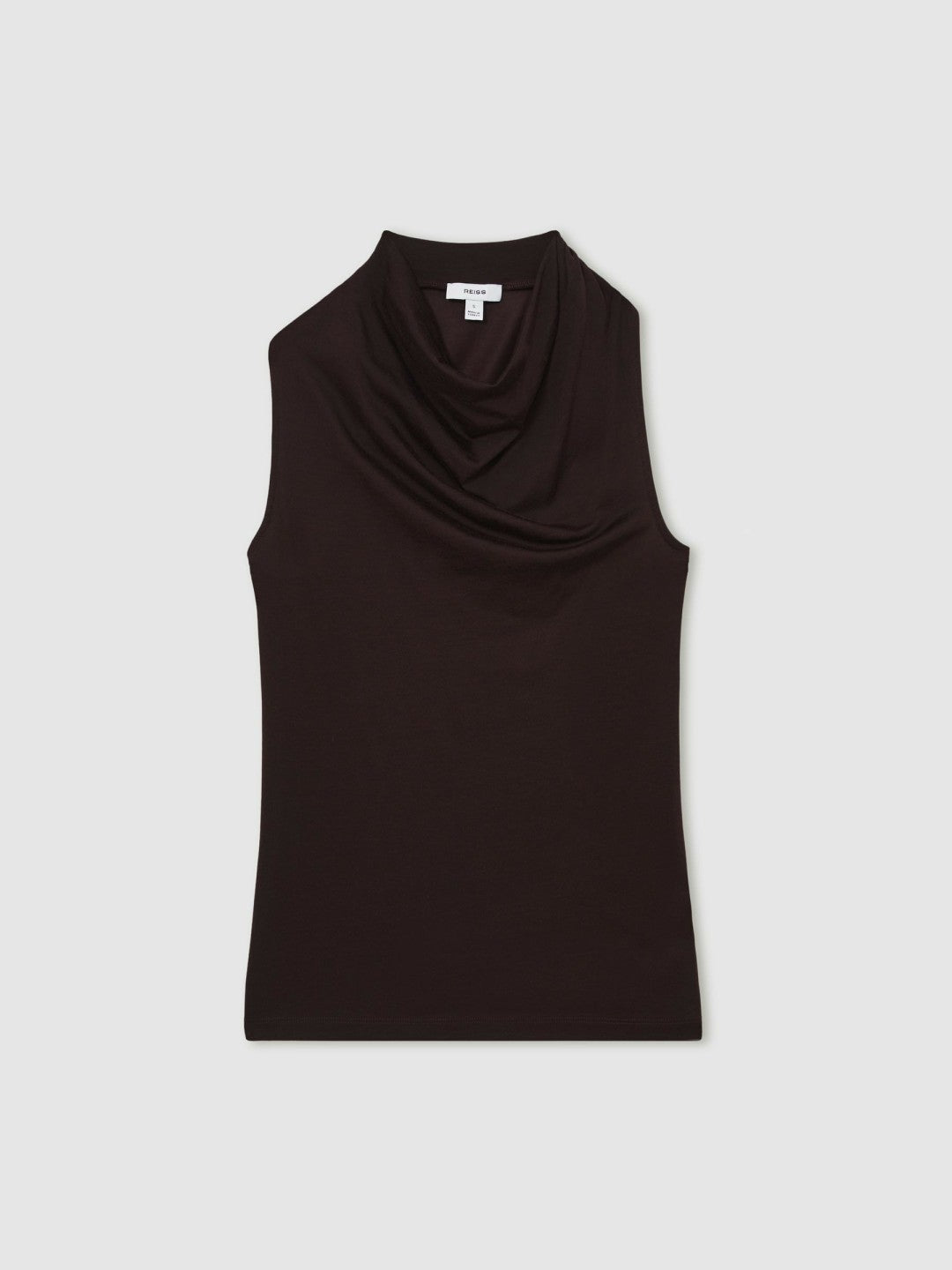 Cotton-Blend Cowl-Neck Sleeveless Top in Plum Purple Women | Reiss