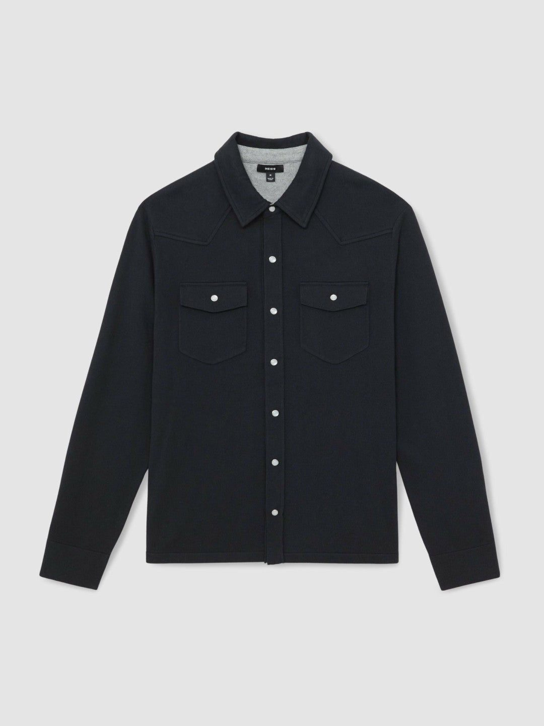 Cotton-Cashmere Western Knitted Shirt in Navy Men | Reiss
