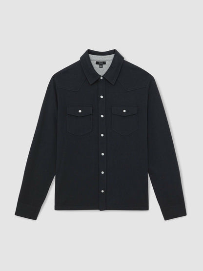 Cotton-Cashmere Western Knitted Shirt in Navy Men | Reiss