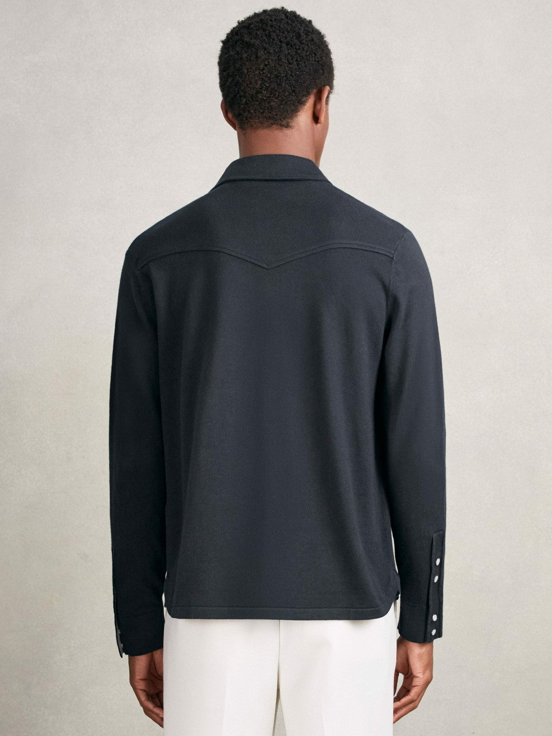 Cotton-Cashmere Western Knitted Shirt in Navy Men | Reiss