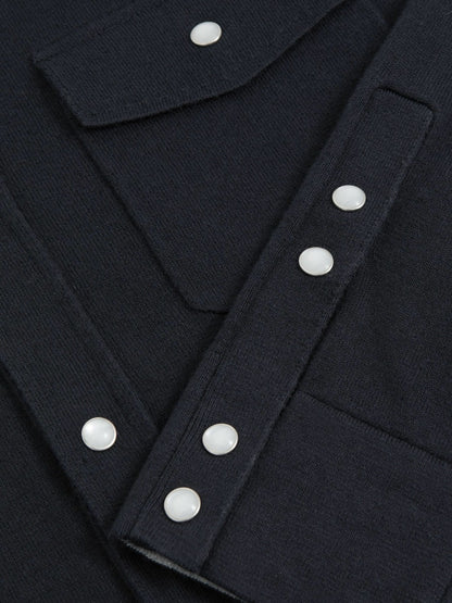 Cotton-Cashmere Western Knitted Shirt in Navy Men | Reiss