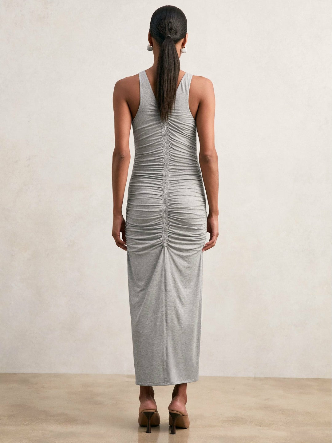 Stretch-Modal Ruched Jersey Dress in Grey Women | Reiss
