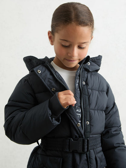 Longline Hooded Puffer Coat in Navy Children & Baby | Reiss
