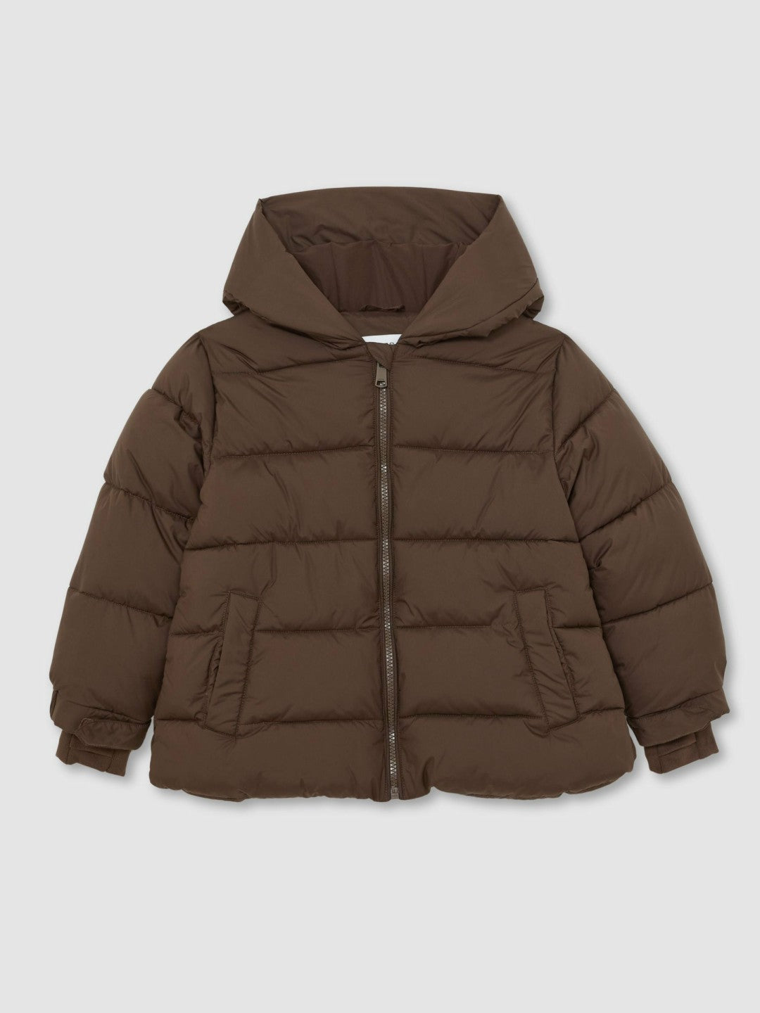 9-13 yrs Short Hooded Puffer Coat in Chocolate Children & Baby | Reiss