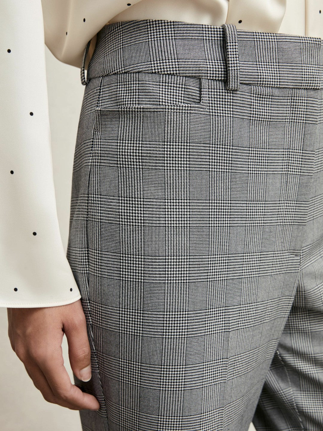 Petite Check Flared Suit Trousers in Grey Women | Reiss