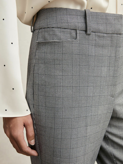 Petite Check Flared Suit Trousers in Grey Women | Reiss