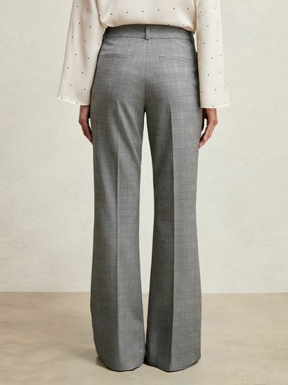 Petite Check Flared Suit Trousers in Grey Women | Reiss