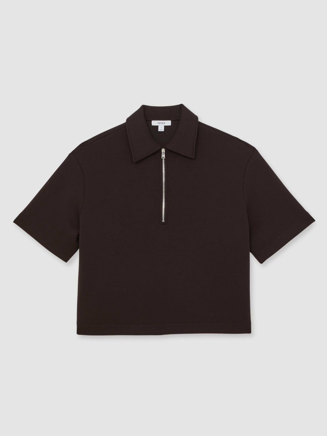 Short-Sleeve Half-Zip Sweatshirt in Plum Purple Women | Reiss