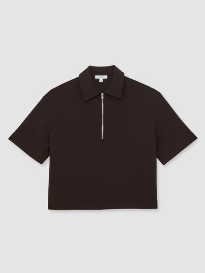 Short-Sleeve Half-Zip Sweatshirt in Plum Purple Women | Reiss