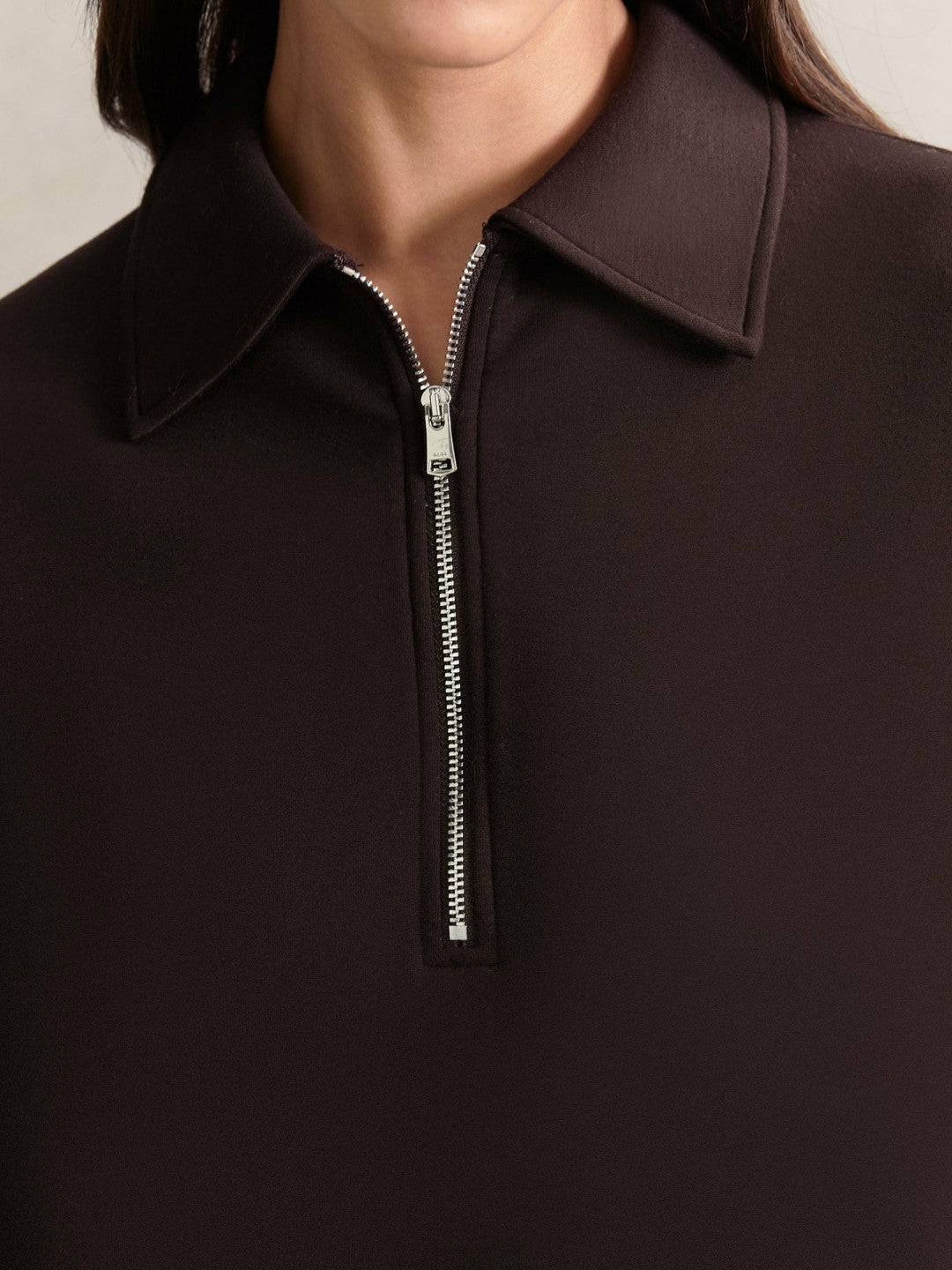 Short-Sleeve Half-Zip Sweatshirt in Plum Purple Women | Reiss