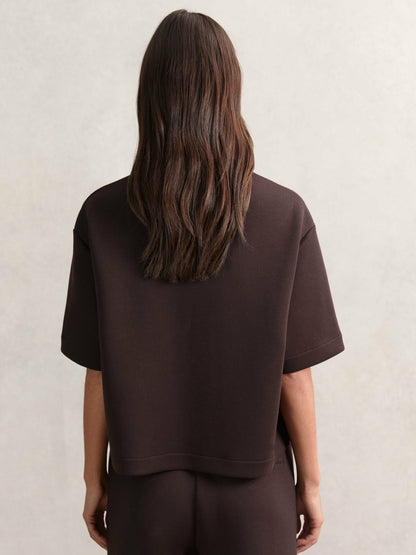 Short-Sleeve Half-Zip Sweatshirt in Plum Purple Women | Reiss