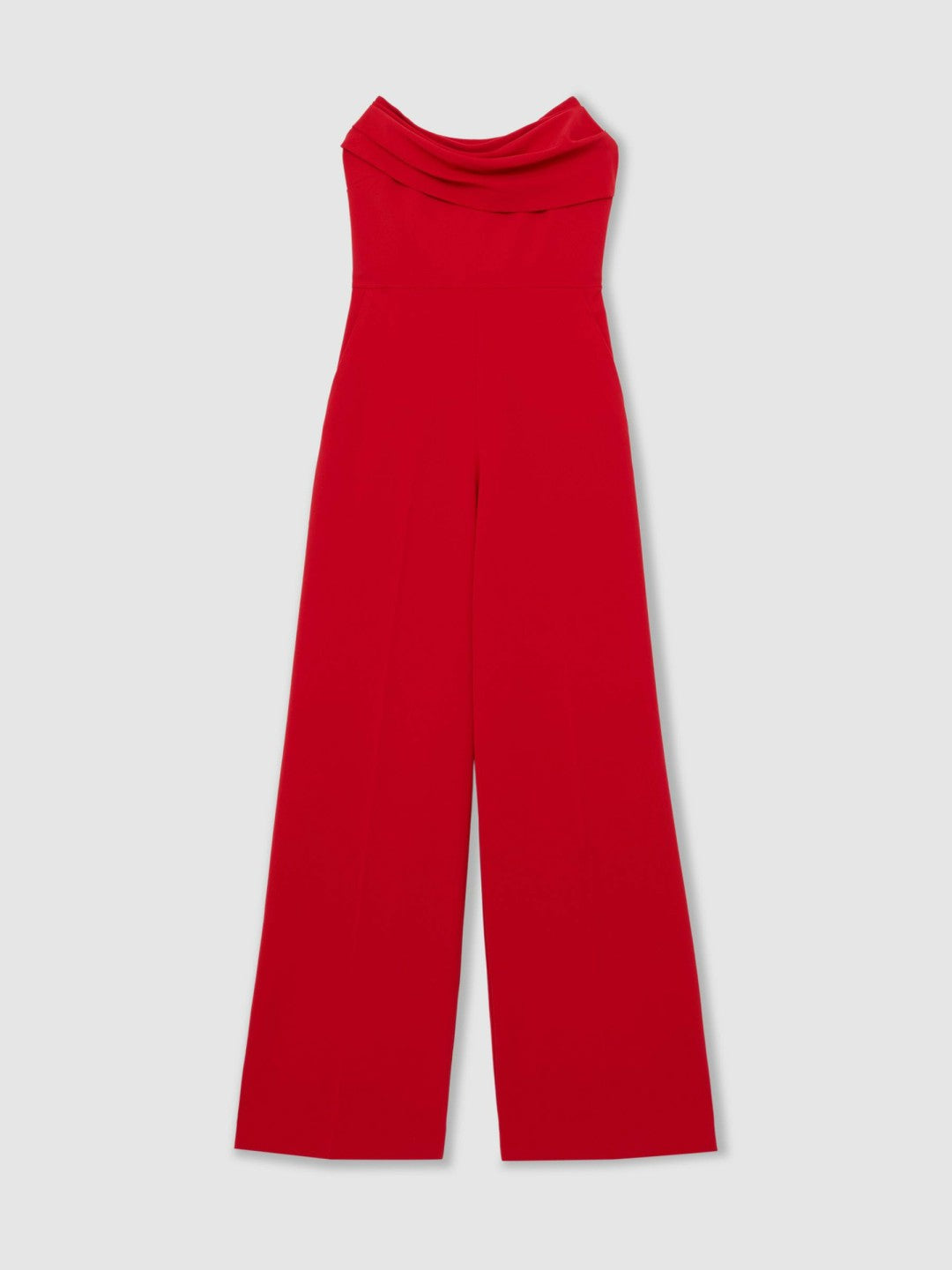 Structured Strapless Wide-Leg Jumpsuit in Red Women | Reiss