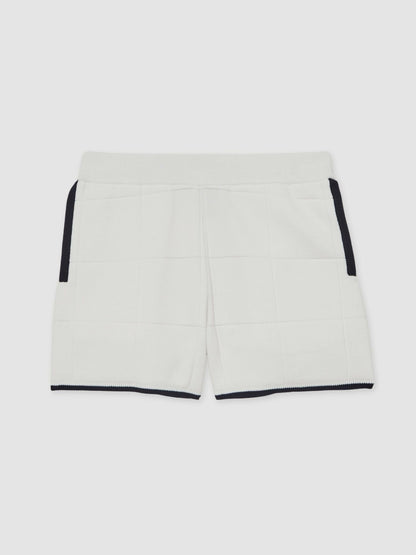 Tipped Knit Stitch-Detail Shorts in White/Navy Children & Baby | Reiss