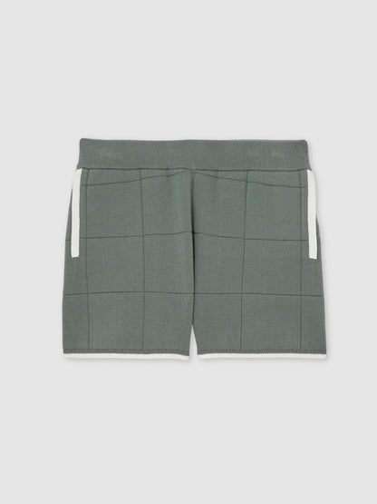 3-9 yrs Tipped Knit Stitch-Detail Shorts in Dark Sage Green Children & Baby | Reiss