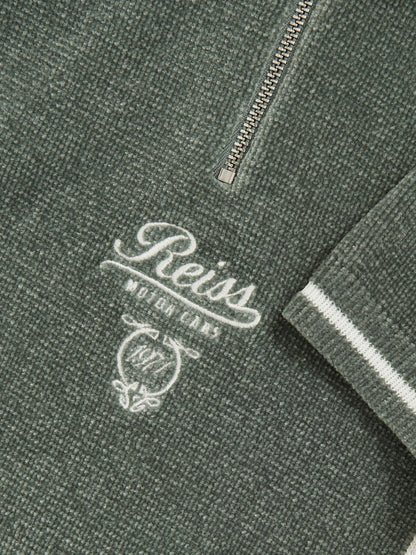 9-13 yrs Chenille Tipped Motor Cars Polo Shirt in Dark Sage Green/White Children & Baby | Reiss