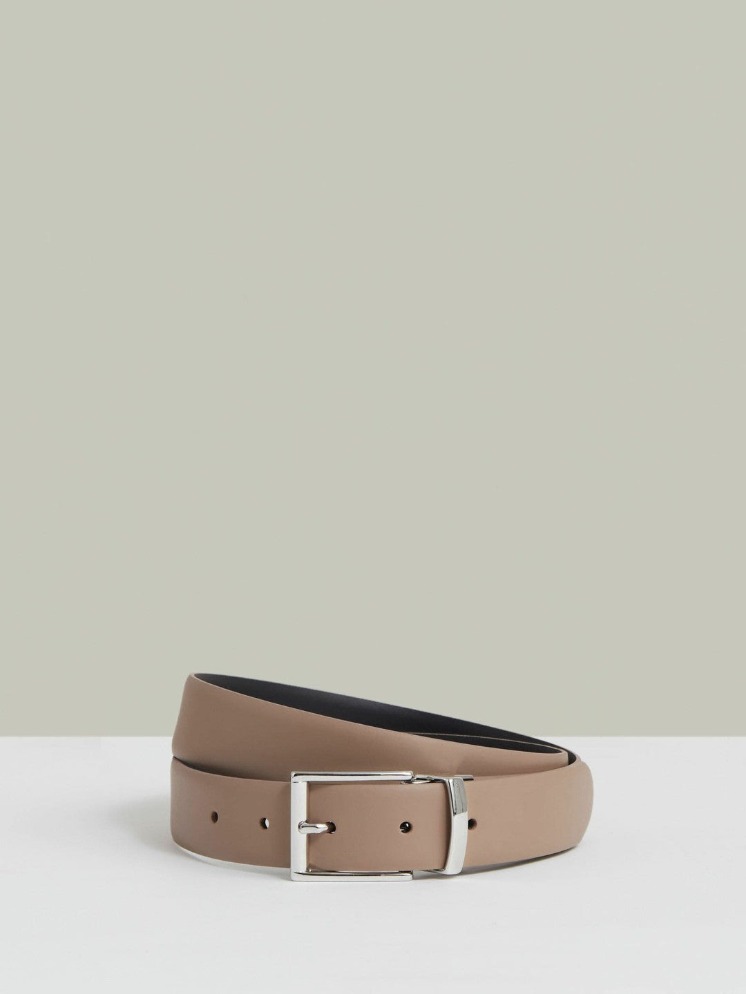 Reversible Leather Belt in Dark Stone/Navy Men | Reiss