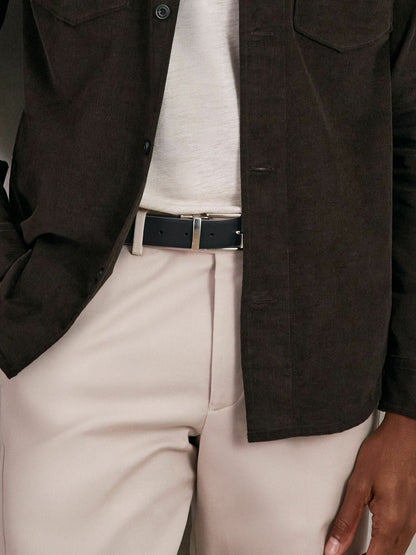 Reversible Leather Belt in Dark Stone/Navy Men | Reiss