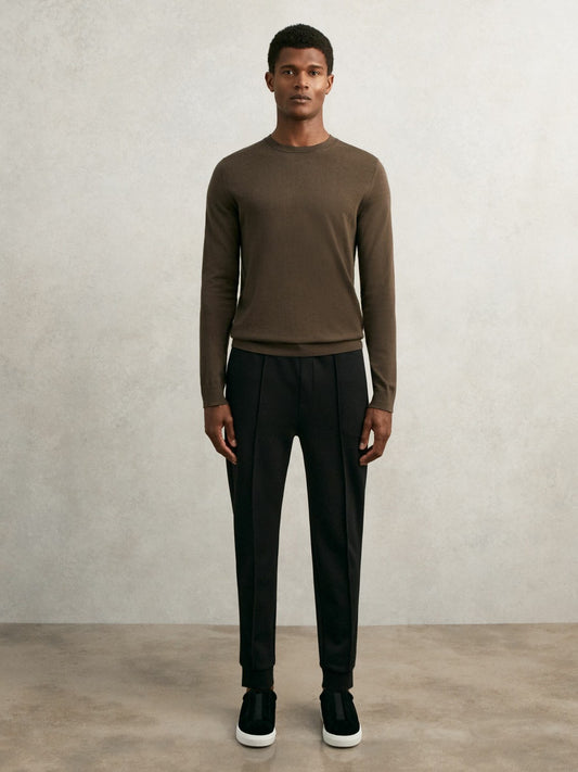 Interlock Drawstring Joggers in Black Men | Reiss