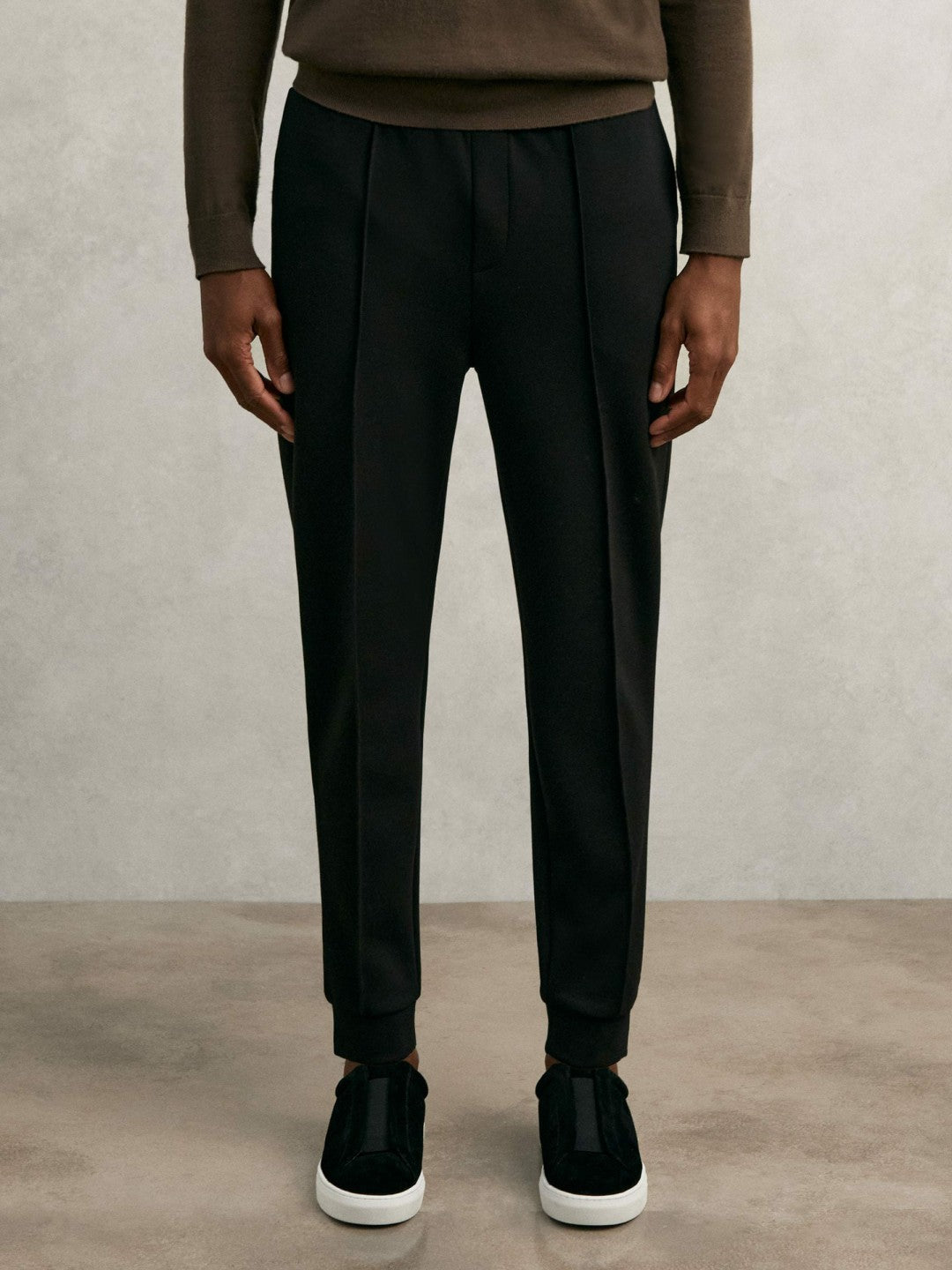 Interlock Drawstring Joggers in Black Men | Reiss