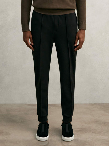Interlock Drawstring Joggers in Black Men | Reiss