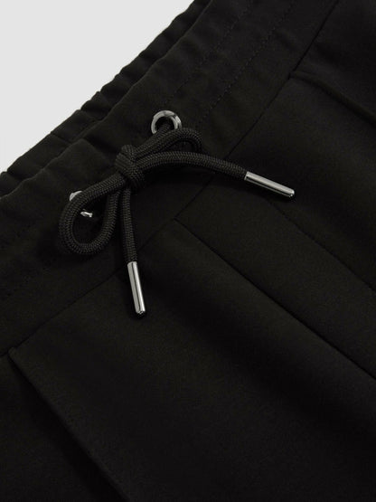 Interlock Drawstring Joggers in Black Men | Reiss