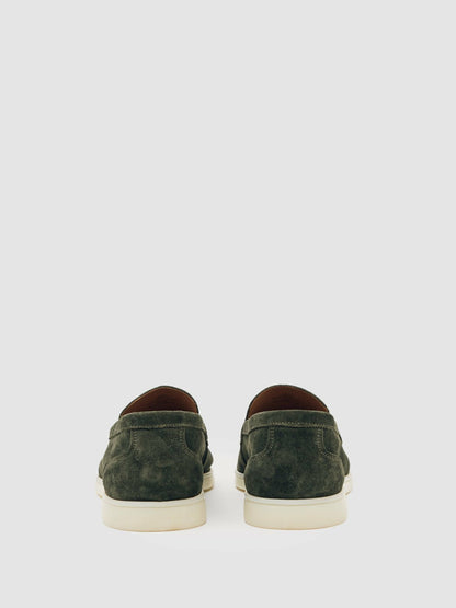 Suede Slip-On Loafers in Forest Green Men | Reiss
