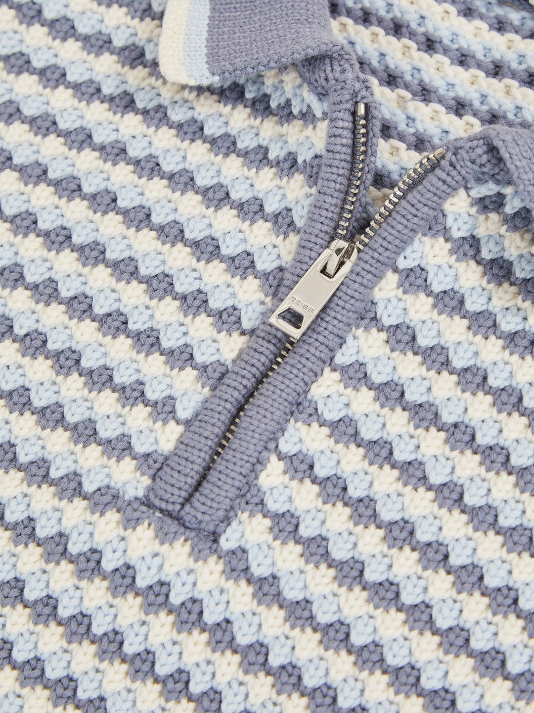3-9 yrs Knitted Stripe Half-Zip Polo Shirt in Blue/White Children & Baby | Reiss