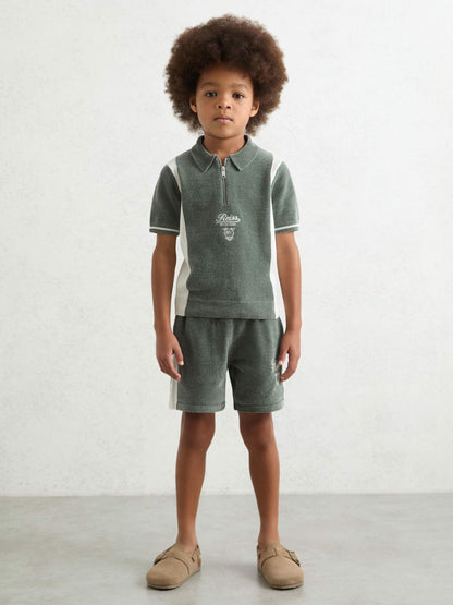 13-14 yrs Chenille Tipped Motor Cars Shorts in Dark Sage Green/White Children & Baby | Reiss