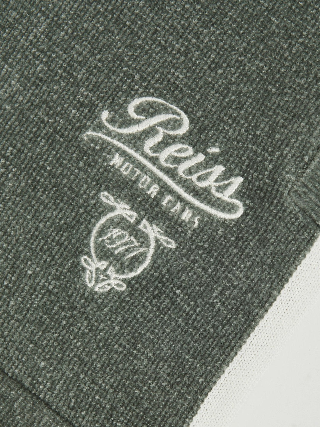 13-14 yrs Chenille Tipped Motor Cars Shorts in Dark Sage Green/White Children & Baby | Reiss