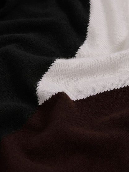 Wool-Blend Colourblock Knit Jumper with Cashmere in Black/Burgundy/Cream Women | Reiss