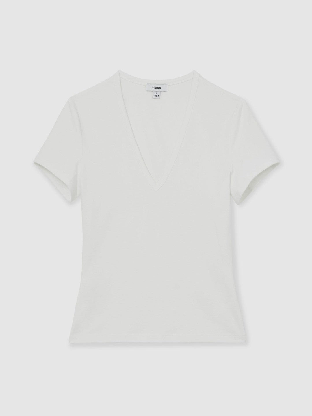 Stretch Cotton V-Neck T-Shirt in White Women | Reiss