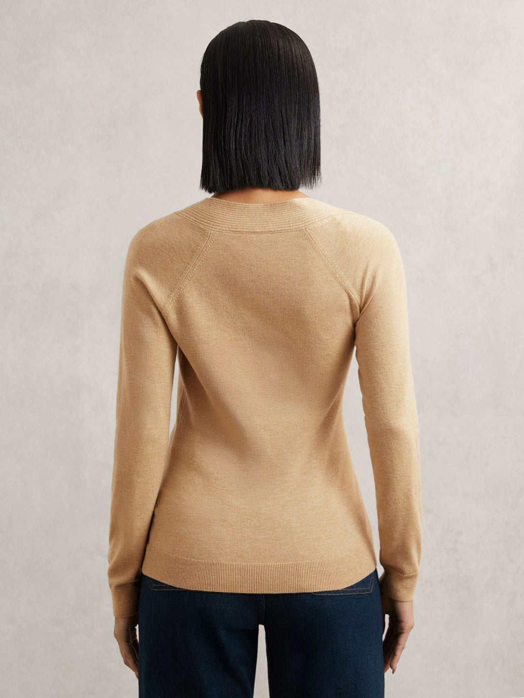 Wool-Blend Asymmetric Knit Top in Camel Women | Reiss