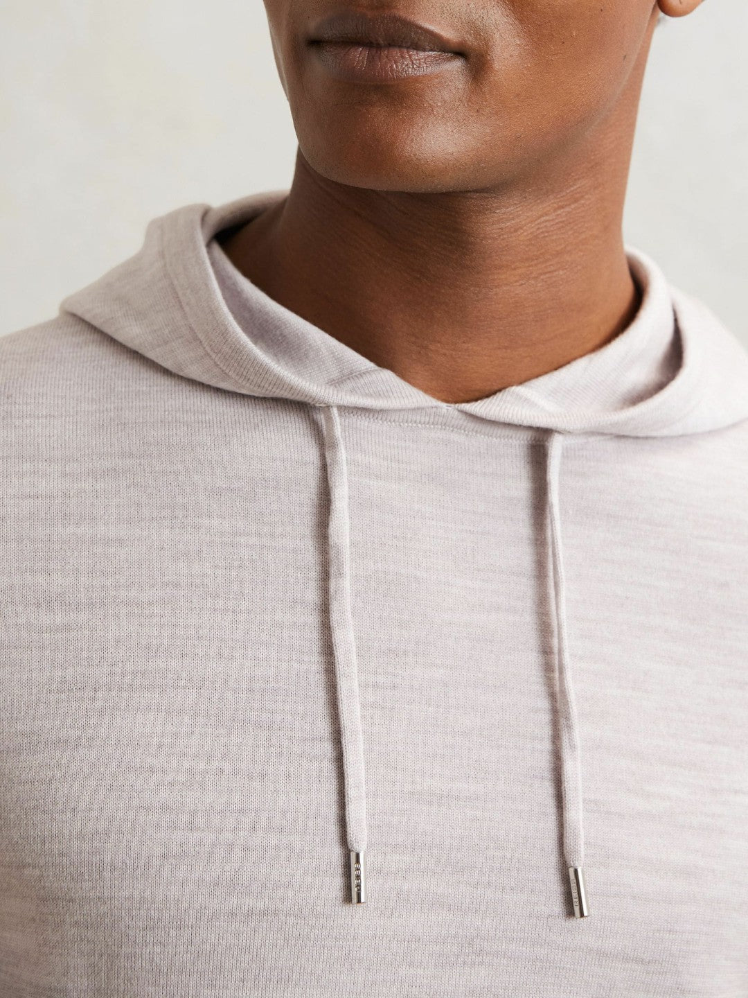 Merino Wool Drawstring Hoodie in Wicker Brown Melange Men | Reiss