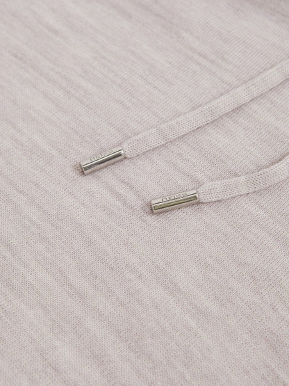 Merino Wool Drawstring Hoodie in Wicker Brown Melange Men | Reiss