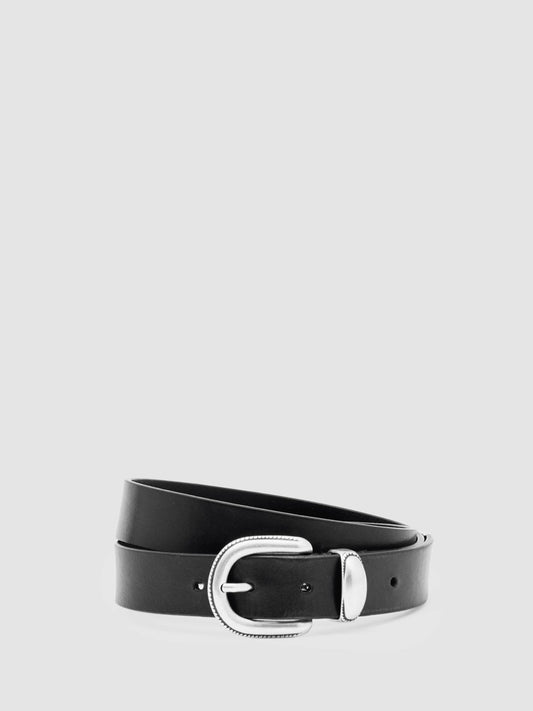 Leather Western Belt in Black Men | Reiss