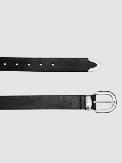 Leather Western Belt in Black Men | Reiss