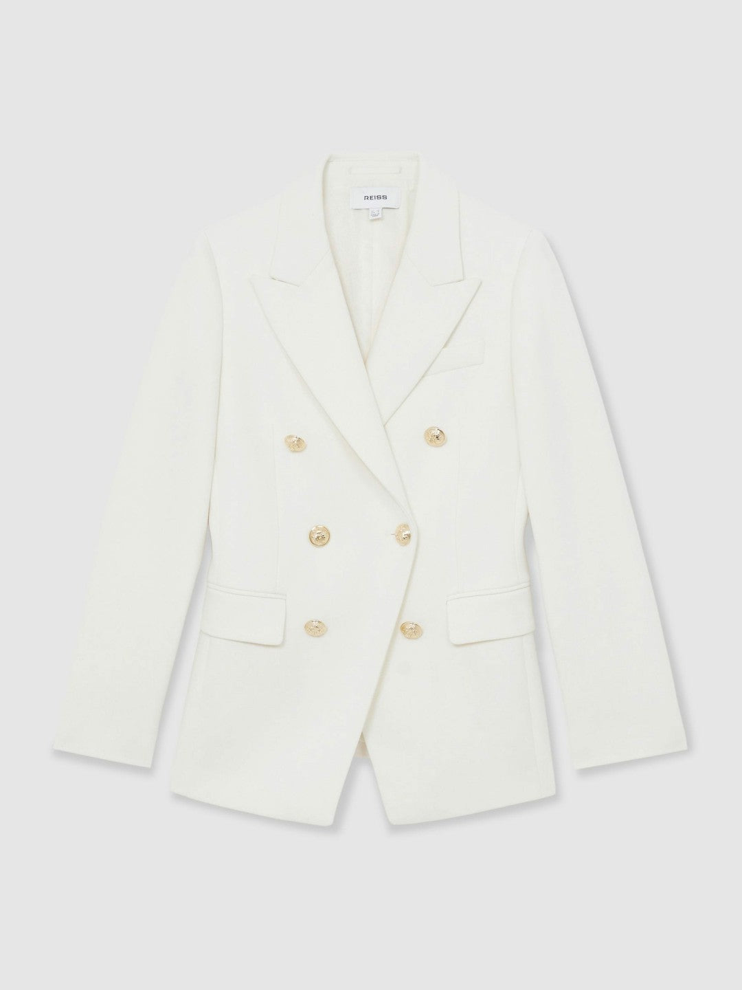 Double-Breasted Twill Suit Blazer With Wool in White Women | Reiss