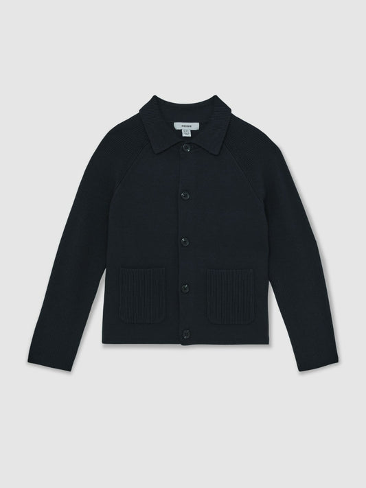 13-14 yrs Button-Through Knitted Cardigan in Navy Children & Baby | Reiss