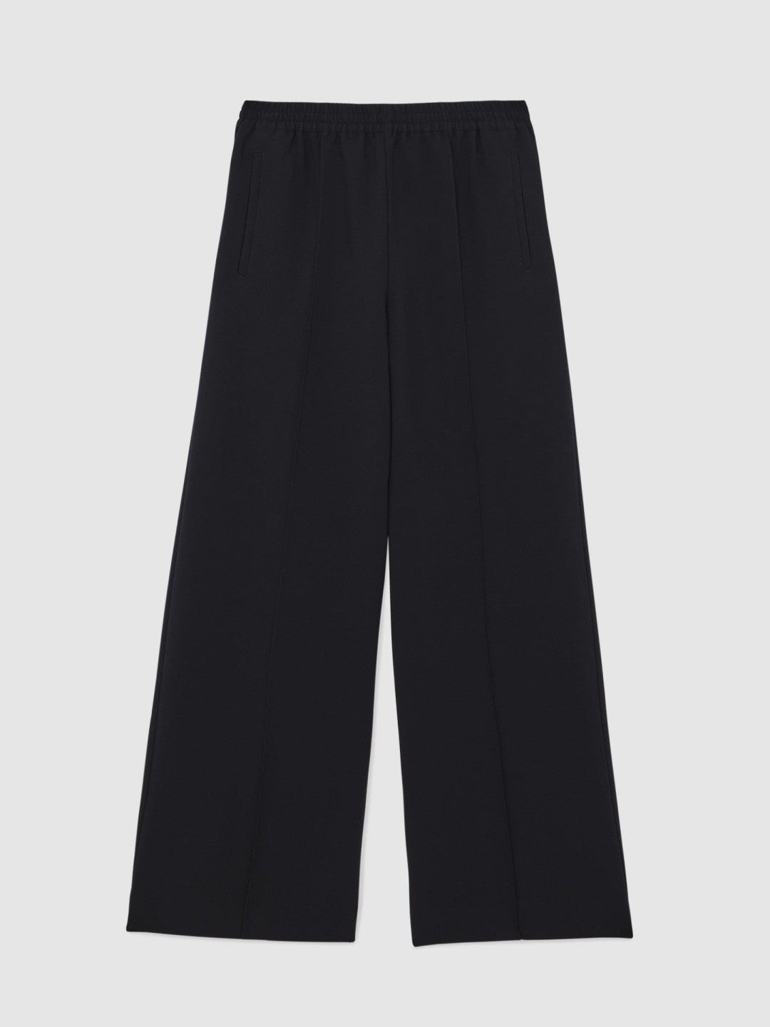 Wide Leg Elasticated Waist Trousers in Navy Women | Reiss