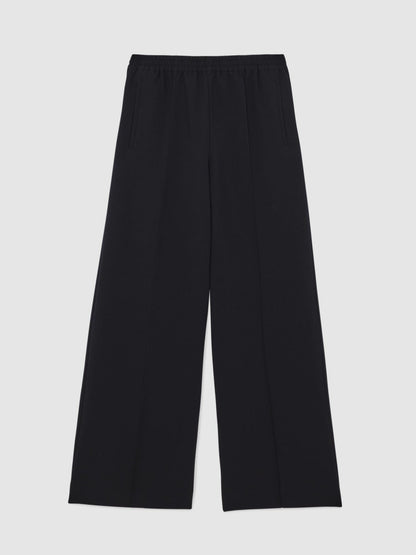 Wide Leg Elasticated Waist Trousers in Navy Women | Reiss