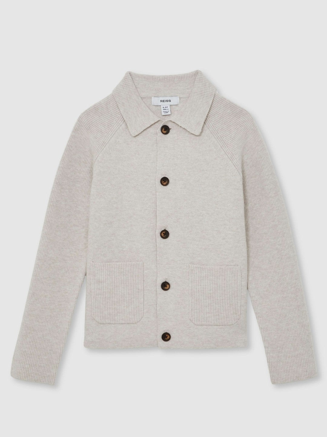 3-9 yrs Button-Through Knitted Cardigan in Oatmeal Melange Children & Baby | Reiss