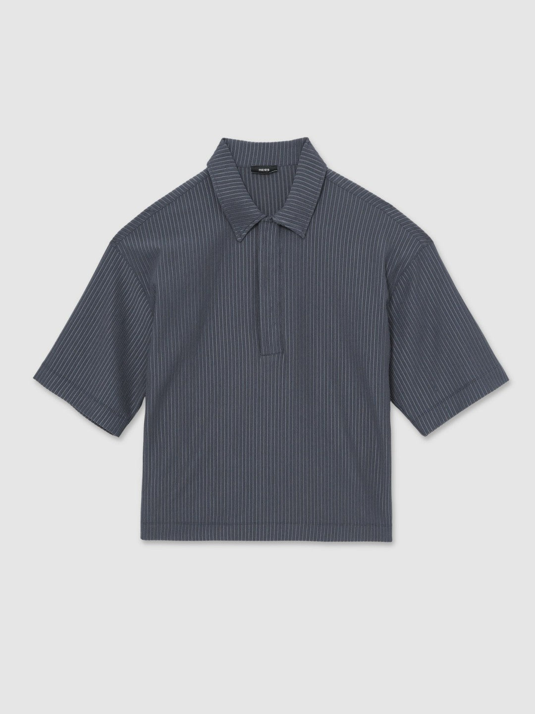 Oversized Textured Stripe Polo Shirt in Petrol Blue Men | Reiss