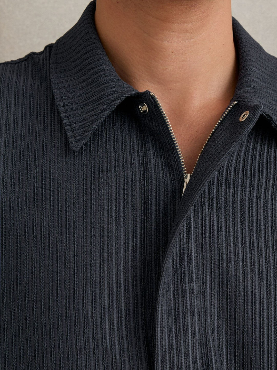 Oversized Textured Stripe Polo Shirt in Petrol Blue Men | Reiss