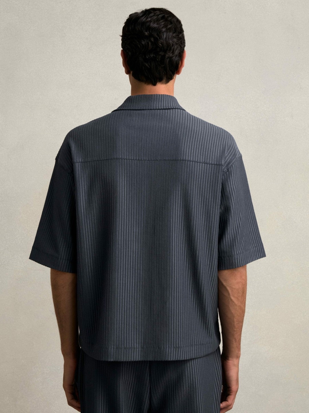 Oversized Textured Stripe Polo Shirt in Petrol Blue Men | Reiss