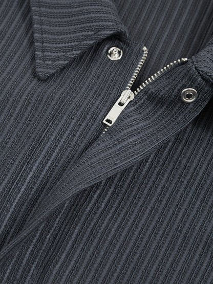 Oversized Textured Stripe Polo Shirt in Petrol Blue Men | Reiss
