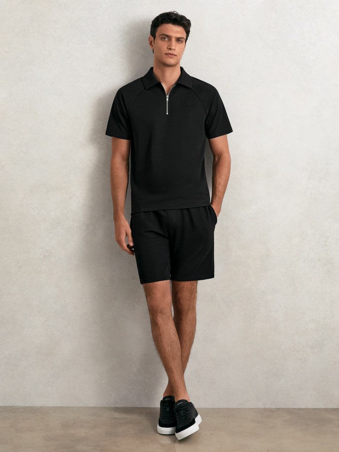 Textured Drawstring Shorts in Black Men | Reiss