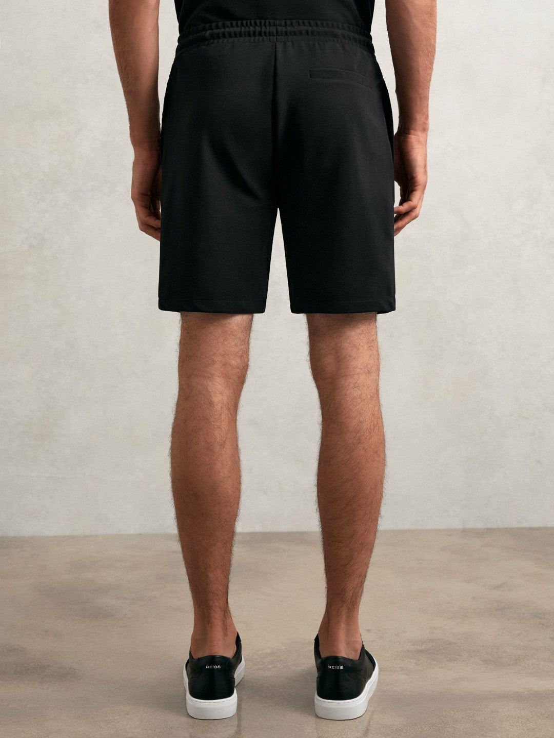 Textured Drawstring Shorts in Black Men | Reiss