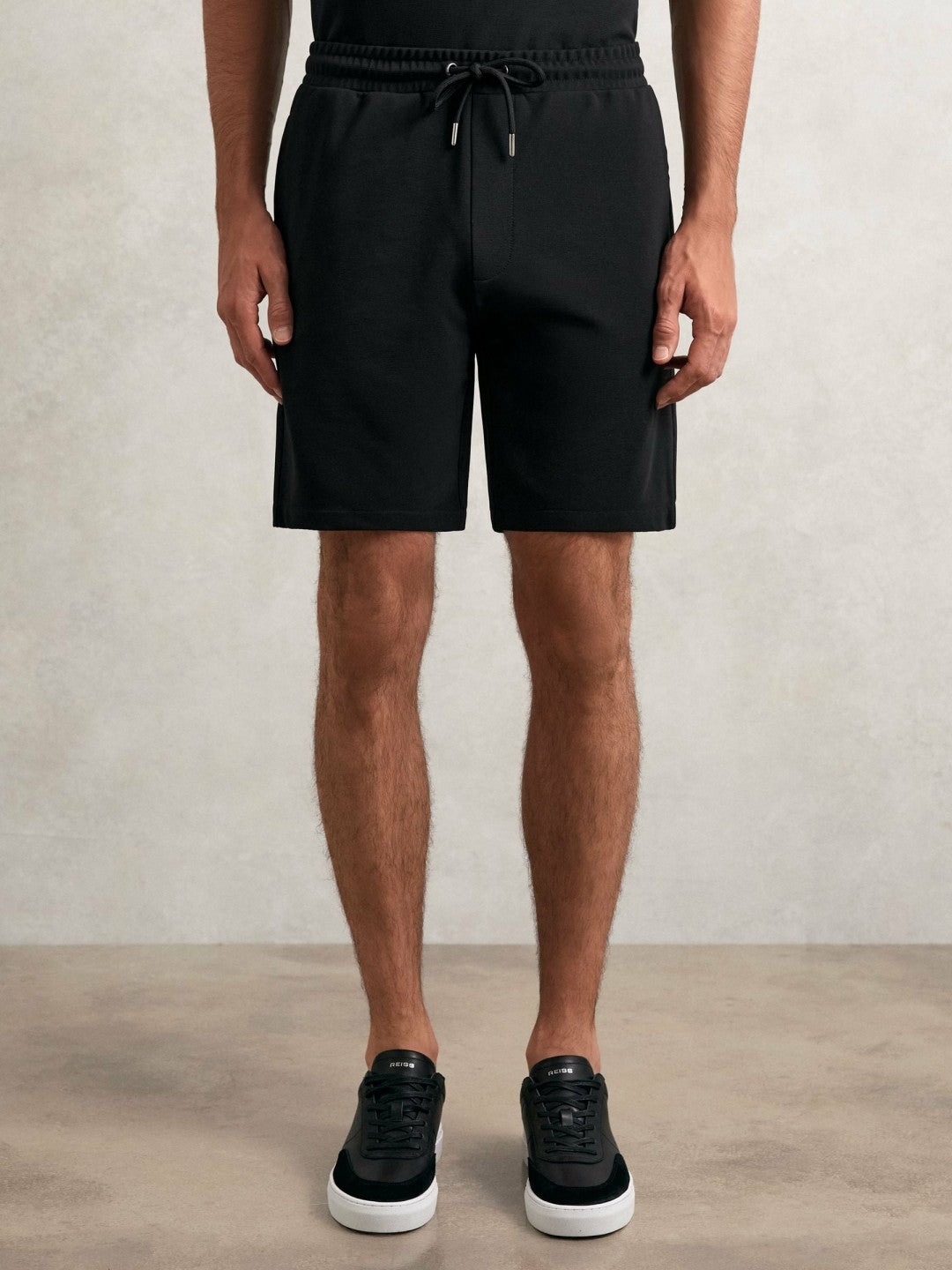 Textured Drawstring Shorts in Black Men | Reiss