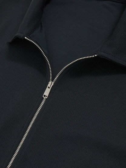 Textured Zip Through Overshirt in Navy Men | Reiss